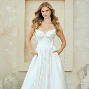 New Strapless Long A-Line Gown w/ Sweetheart Neckline & Side Pockets AC 5080